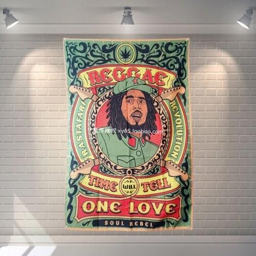 BOB Marley Rock Band Flag Banner Canvas Printing Art Tapestry Mural Wall Decor Singer Posters Rock Music Stickers Hanging Cloth