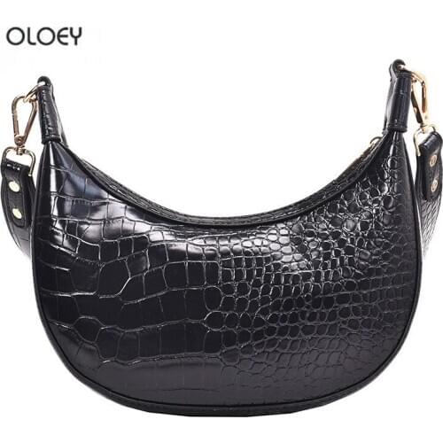 OLOEY New womens retro small bag Crocodile pattern messenger bag Fashionable shoulder bag dumpling bag cross body bag woman