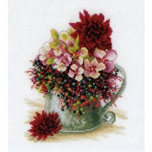 Wholesale Embroidery Pink Blush Bouquet Cross Stitch Patterns for Flowers with 100% Cotton Floss & Free Shipping for Wall Decor
