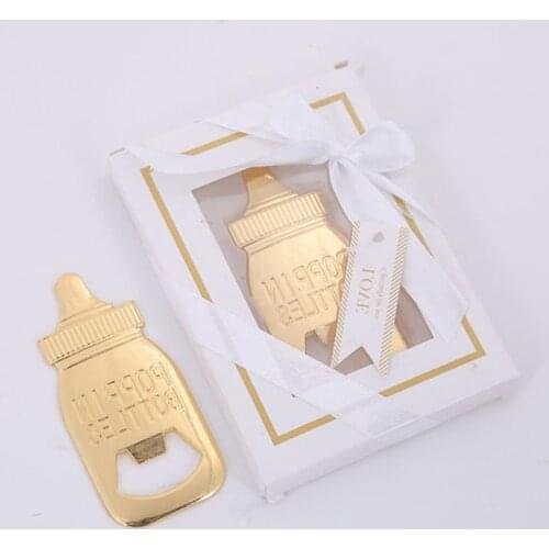 Bottle Opener Golden Nurser Bottle Opener Gold Feeding Bottle Beer Openers for Baby Shower Return Gifts for Guest Souvenirs