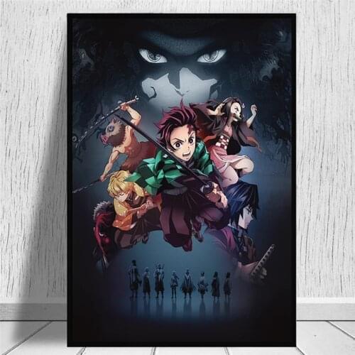 Anime Poster Demon Slayer Kimetsu no Yaiba Comics Poster Wall Art Cloth Painting Decoration Living Room Fabric Art Prints