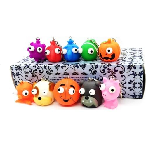Raised Eyes Doll Anti Stress Ball Vent Animal Keychain Squeezing Toys Cool Birthday Party Favors and Goodie Bag Fillers