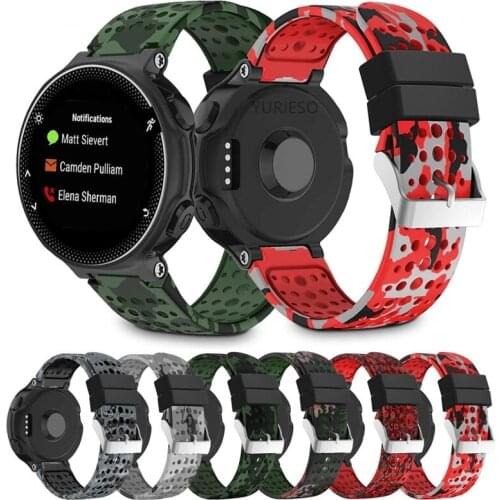 50pcs Soft Silicone Watch Strap For Garmin Forerunner 220/230/235/620/630/735/735XT 22mm Camouflage Watch Bands Wristband