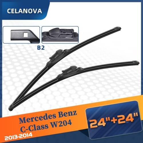 Windshield Wiper Blade For Mercedes Benz C-Class W204 2013 2014 Frameless Windscreen Rubber Wipers 24"+24"