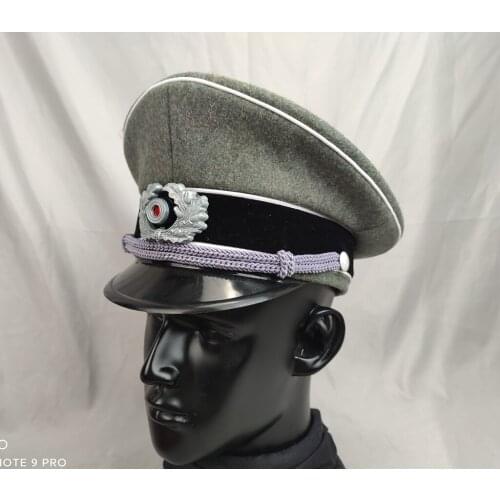 WW2 WWII German Waffen Elite Infantry officer Visor cap Wool made military HAT WITH TWO BADGE