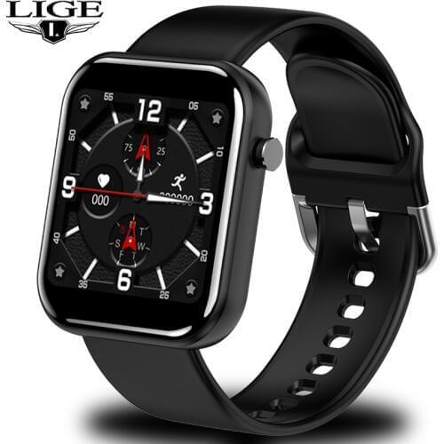 LIGE New Smart Watch Women Men Smartwatch For Android IOS Electronics Smart Clock Fitness Tracker Silicone Strap Smart-watch+Box