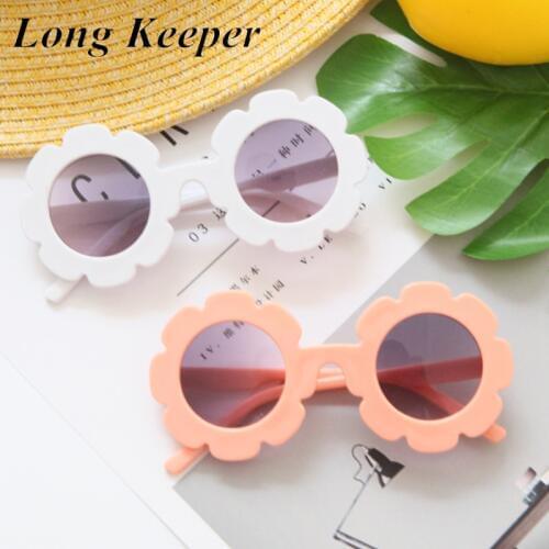 LongKeeper Kids Sunglasses Girls Boys Round Sun Flower Sun Glasses Fashion Lovely UV400 Eyeware Children Oculos De Sol