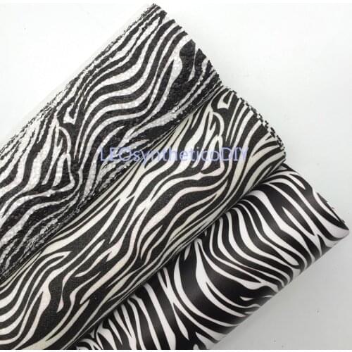 1PC 21X29CM Zebra Grain Printed Glitter Fabric, Fine Glitter and Synthetic Leather For Making Bows LEOsyntheticoDIY 8S73A