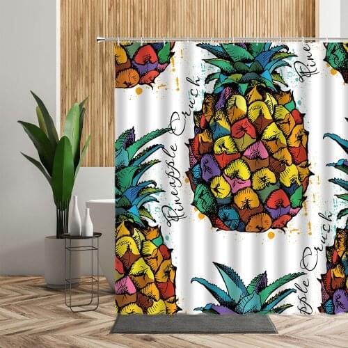 Tropical Fruit Shower Curtains Personality Pineapple Pattern Waterproof Bathroom Decor Backdrop Cloth Bath Curtain Set With Hook