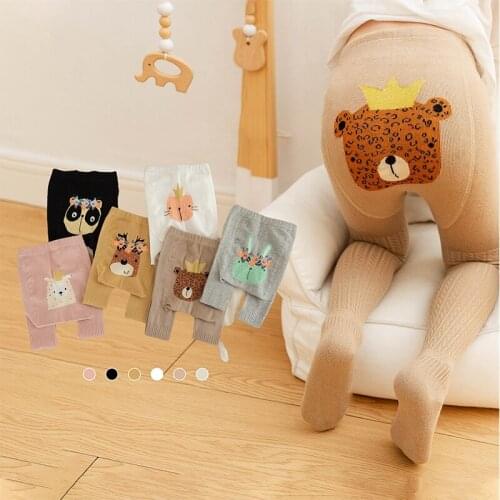 Spring Baby Cartoon Tights & Stockings Pantyhose Knitted Stockings Warm Tights Cotton Toddlers Children Clothing 1-8Y