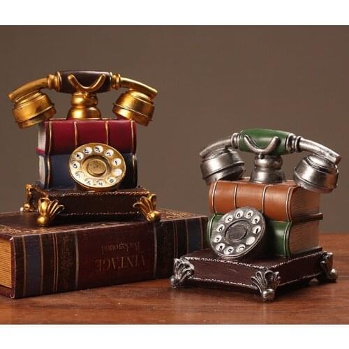 Vintage Telephone Model Resin Fake Book Phone Decoration Creative Home Retro Ornament Decorative Phone for Bar Office Desk