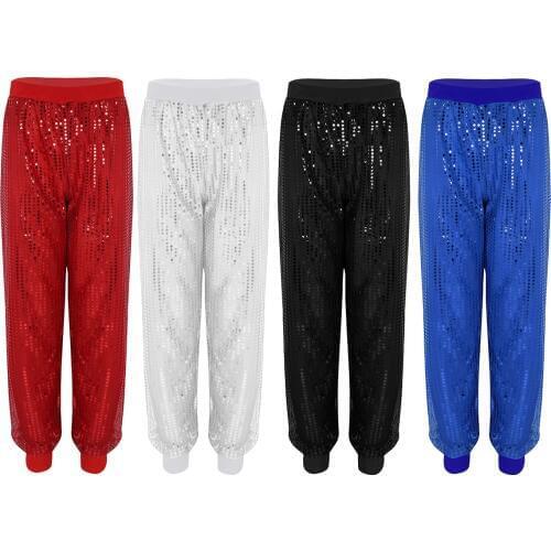 Women Girl Hip Hop Pants Jazz Dance Costumes Fashion Glitter Bloomers Trousers Shinny Clubwear Harem Pants Competitions Costume