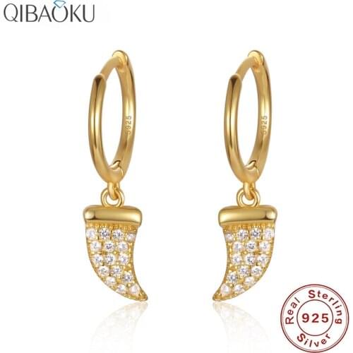 S925 Sterling SIlver Earrings Wolf Teeth Gold Hoop Earrings For Women Cute Butterfly Horse Animal Circle Earrings