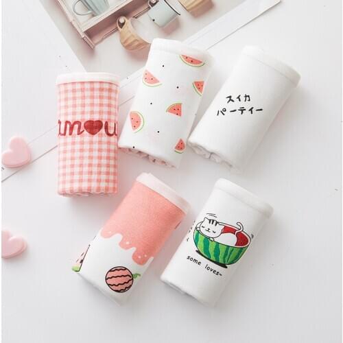 Women Panties 100% Cotton Crotch New Cotton Fresh Cartoon Girl Student Lower Waist Level Briefs Wholesale