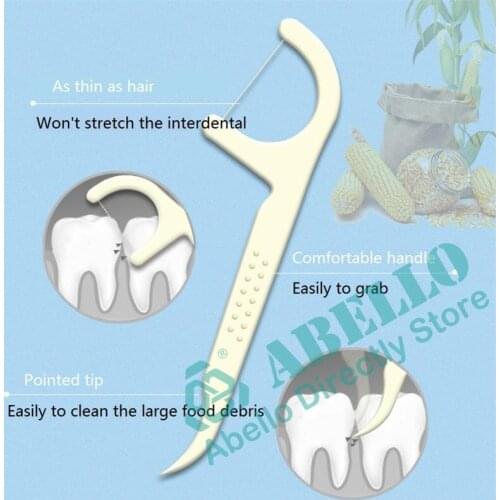 1000pcs Biodegradable Zero Waste Vegetarianism PLA Dental Floss Oral Teeth Interdental Brush Clean Picks