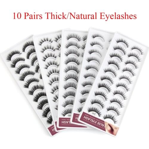 5/10 Pairs Thick Lashes Natural False Eyelashes Fuax mink eyelashes 3D Mink Lashes Extension Eyelash Mink Eyelashes Beauty