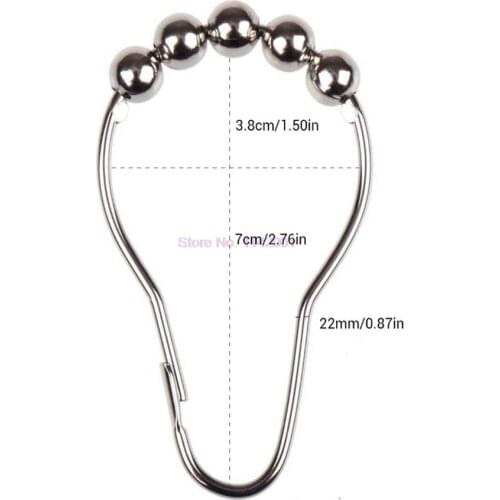 500set Bath Curtain Hooks Rollerball Antirust Rings Hooks For Bathroom Shower Rods Satin Nickel Ball Curtains Accessories