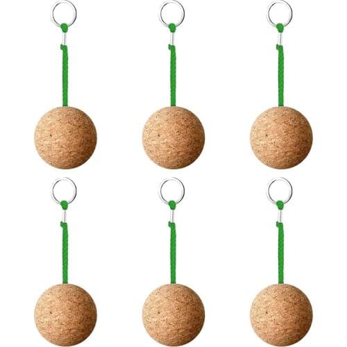 6PCS Floating Cork Keyrings Wooden Ball Key Chain For Water Sport Lightweight Waterproof Strong Strong Buoyancy Easy To Carry