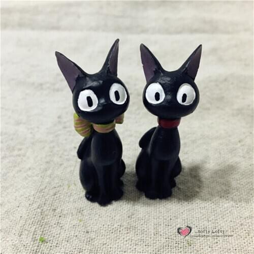 Free shipping Mini Figures 2pcs/lot Kis Black Cat animal pvc toys pussy kit car home office plant decoration party supply gifts