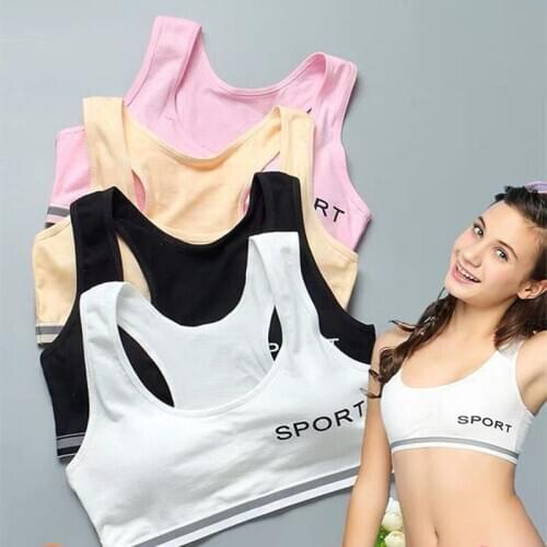 6pc/lot Teenageer Girls Sports Bra Gym Underwear Wireless Teenager Bra with Chest Pad
