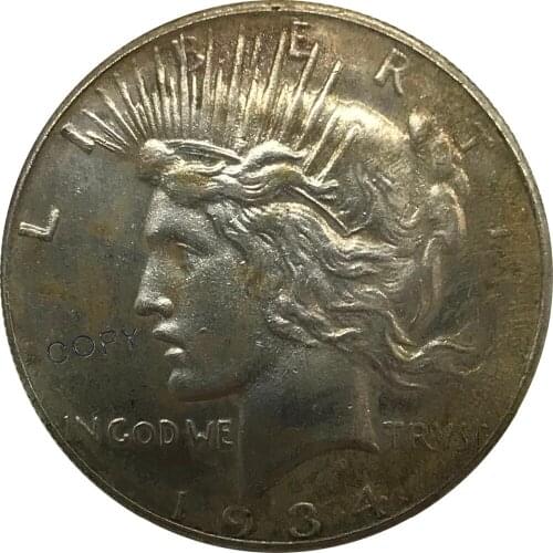 D 1934 United States 1 One Dollar Peace Liberty Cupronickel Plated Silver Collectibles Copy Coin