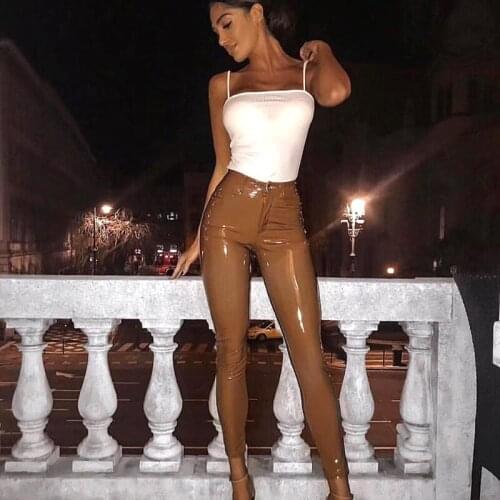 New Arrival High Quality PU Leather Long Pants 7 Colors High Fashion Vintage Vestios Bandagem