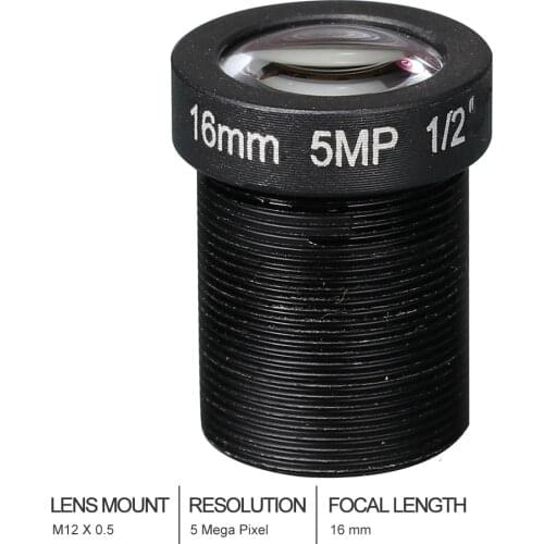HD cctv lens 5MP 16MM M12*0.5 Mount 1/2 F2.0 20 degree for security CCTV cameras