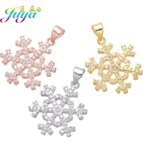 Juya DIY Jewelry Finding Gold Snowflake Charms Accessories For Women Men Pendant Bracelets Necklace Making