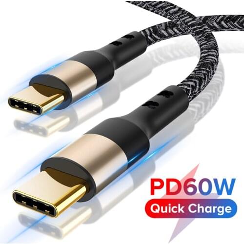 USB C To Type C Cable Fast Charging 60W PD QC 3.0 4.0 Quick Charging Mobile Phone Type C Data Cable For iPad Pro Samsung Xiaomi