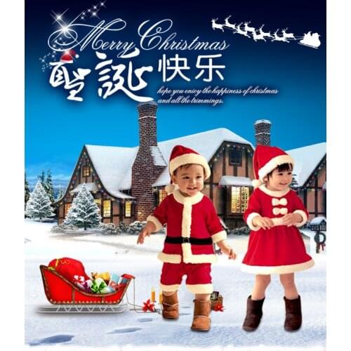 2020 New Baby Boys Girls Christmas Costumes Sets Santa Claus Romper Xmas Dress with Hat Toddler Girl Outfits