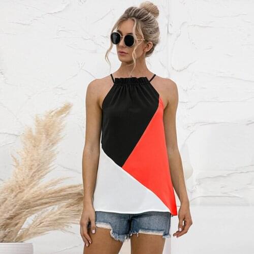 Contrast Color Bandage Tank Tops Summer Womens Fashion Casual Beach Holiday Camisole Sleeveless Top Party Ladies Lace Up Vests
