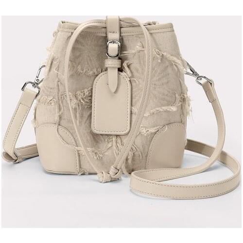 Korean Style Small And Lovely Women Bucket Crossbody Bag Canvas Jacquard Ertical Design Messenger Bag Unique Girls Shoulder Bag