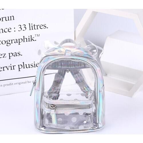 Fashion girl luggage wholesale cute polka dot transparent bow backpack backpack