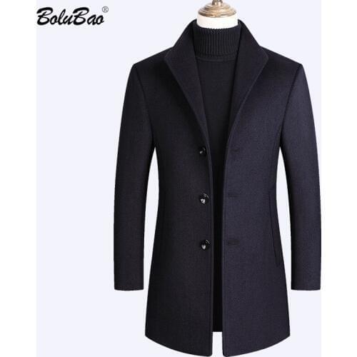 BOLUBAO Men Wool Blend Coat Winter New Mens Casual Wild Wool Overcoat Quality Brand Male Solid Color Wool Coat
