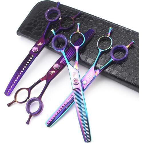 Freelander 7inch Dog Shears Downward Curved Thinning Pet Styling Tool Trimming Hair Shear with Bag Pet Grooming Scissors