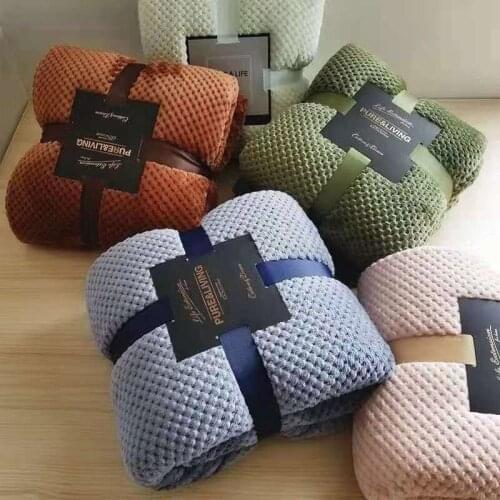 Solid Warm Soft Summer Air Condition Blanket for Sofa Bed Travel Plane Nordic Blankets for Adult Student Dorm Bedspread Bedding