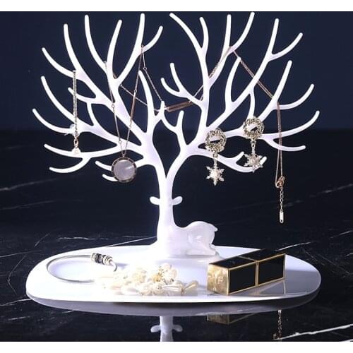 Antler Organizer White Deer Earrings Necklace Ring Pendant Bracelet Jewelry Cases&Display Stand Tray Tree Storage Jewelry 2021