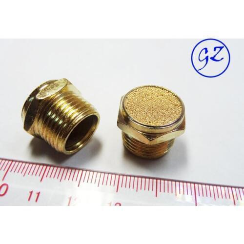 Pneumatic solenoid valve copper muffler PSV-03,Thread 3/8" BSPT flat head copper muffler exhaust vent 10pcs/lot