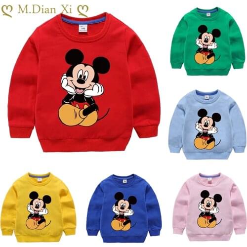 Cartoon Print Mickey Mouse Children Clothes Spring Autumn Long Sleeve Girl Boy Sweatshirts Toddler Kids Casual Hoodies Tops
