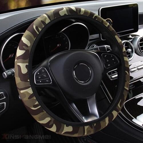 Car Steering Wheel Cover Elastic Fabric Anti Slip Camouflage Steering Protector Suitable 37-38cm Steering Wheel Universal Covers
