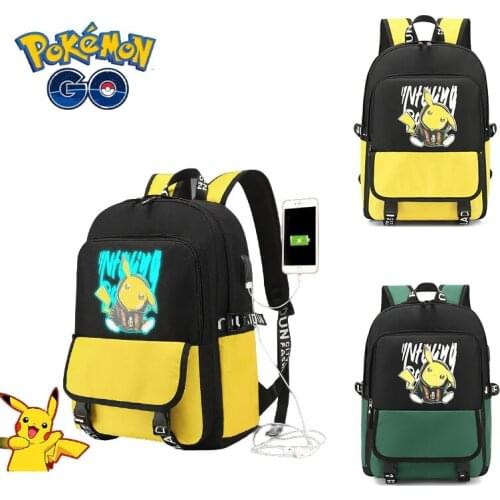 Pokemon Pikachu Anime Cartoon School Bags for Boys and Girls Laptop Backpack Usb Backbag Men and Women Backpacks School Backpack