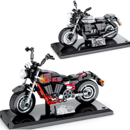 Technical famous motorcycle Motor Guzzi V9 Bobber model victory VEGAS JACKPOT moc building block with rack brick toy collection