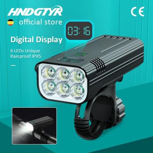 Digital Display Bike Light HKX6-D USB Rechargeable LED Bicycle Light Super Bright Flashlight for Cycling Front and Rear Light