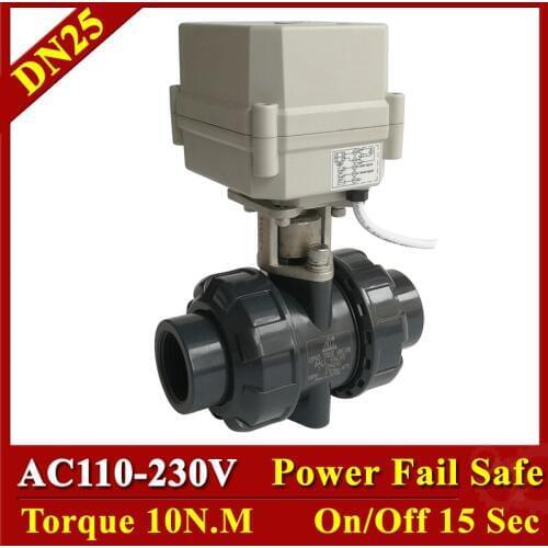 Tsai Fan AC110V-230V PVC DN25 Normally Closed Valve BSP/NPT 1'' Normally Open Valve For Flow Control Water Treatment