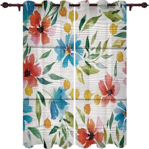 French Window Curtains Vintage Watercolor Floral Plants Living Dining Room Kids Bedroom Modern Luxury Home Decor Curtains