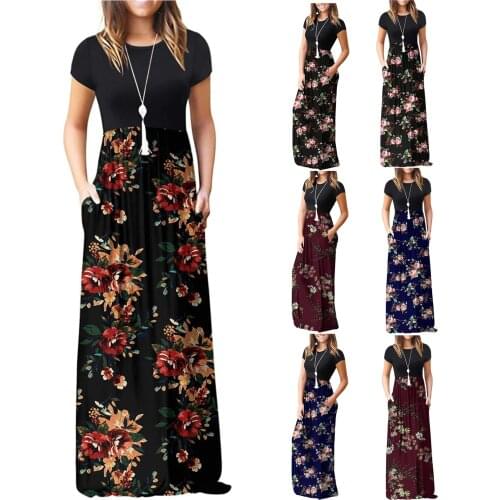 Echoine Women Chevron Print Summer Short Sleeve Plus Size Casual Maxi Dress Drop shipping