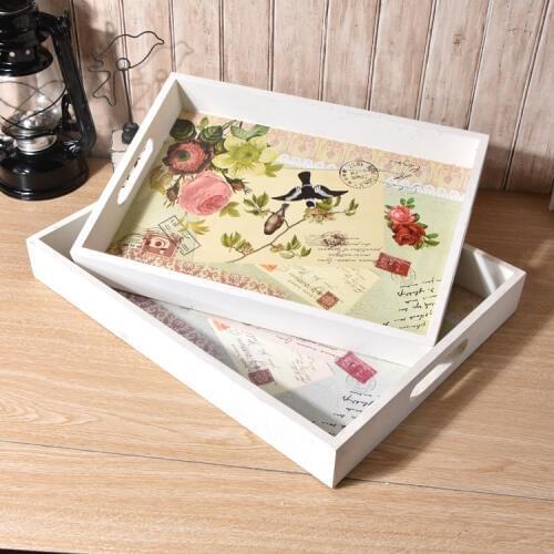 1PC 40x30cm Wood Dinning Bread Breakfast Tray Serving Trays for Dessert Cake Cupcake Fruit Large Size NU 005