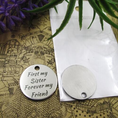 20pcs--"first my sister forever my friend"stainless steel charms 5 styles for choosing DIY Charms for necklace bracelets