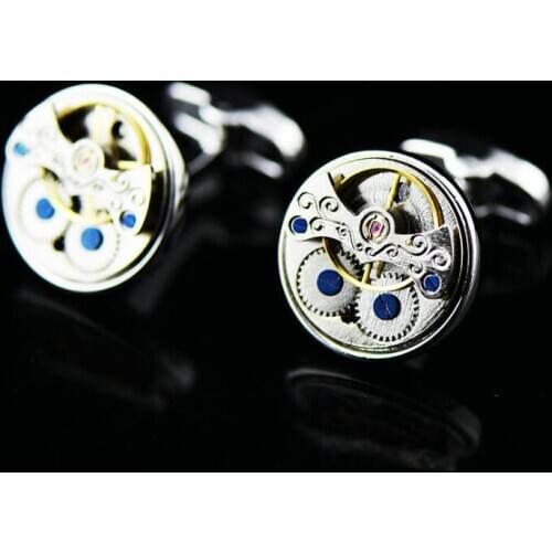 2pairs/lot Movable Watch Movement Cufflinks Movable Steampunk Gear Cuff Links Mechanism Shirt Cuff Button Mens Jewellery