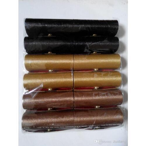 Plain Color Mirror Lipstick Tube Travel Jewelry Cosmetic Storage Case Silk Brocade Empty Lip Balm Packaging Box 3pcs/lot